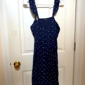 Madewell flutter sleeve sundress (navy polka dot)